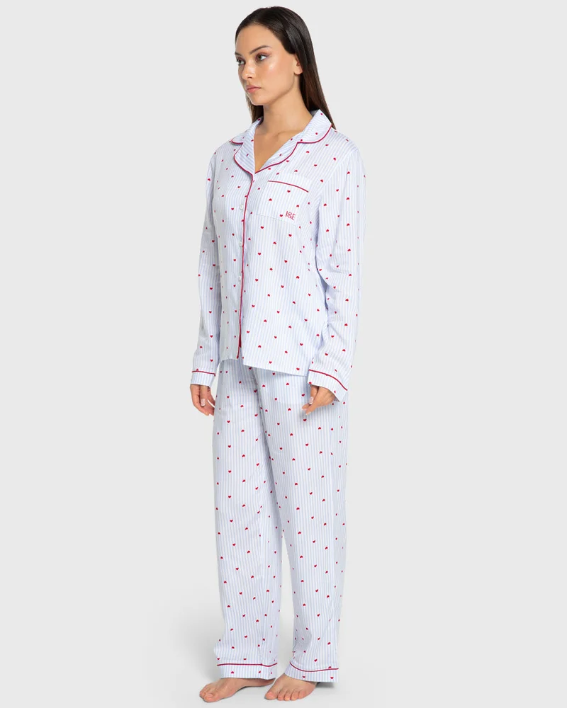 Isla & Evie Isla & Evie Heart Print Viscose Pajama Set